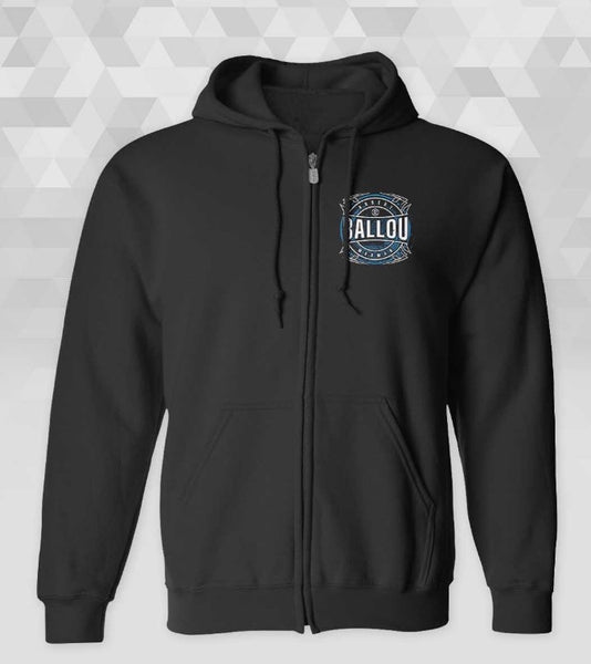 (Pre-Order) 2026 - Youth - "Robert Ballou Blue Collar Racer" Zip-Up Hoodie - Black
