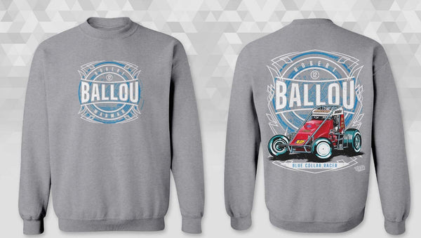 (Pre-Order) 2026 - Youth - "Robert Ballou Blue Collar Racer" Crew Sweatshirt - Athletic Heather