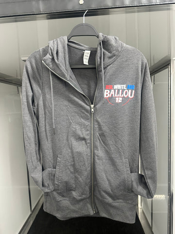 2024 Red, White & Ballou Ladies Zip Up Sweatshirt - Dark Heather Gray