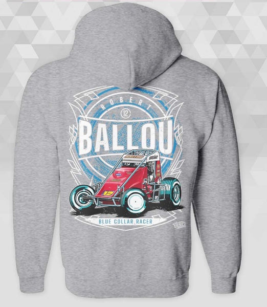 (Pre-Order) 2026 - Youth - "Robert Ballou Blue Collar Racer" Zip-Up Hoodie - Athletic Heather
