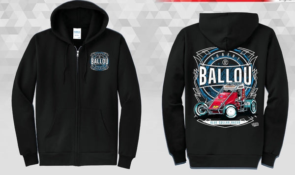 (Pre-Order) 2026 "Robert Ballou Blue Collar Racer" Zip-Up Hoodie - Jet Black