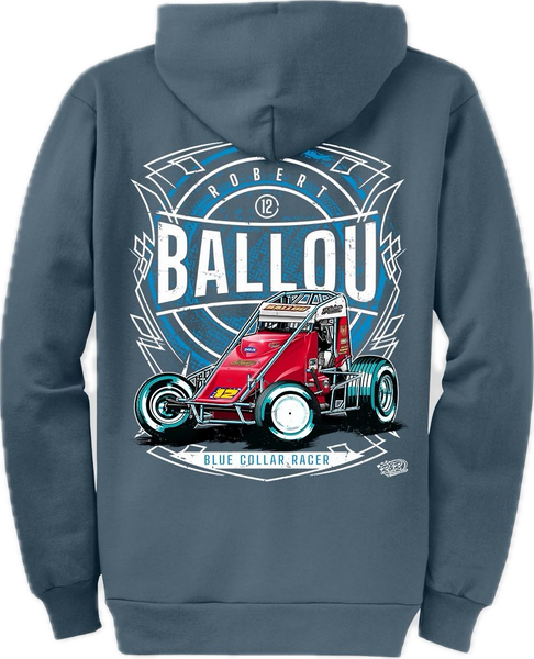 (Pre-Order) 2026 "Robert Ballou Blue Collar Racer" Zip-Up Hoodie - Steel Blue