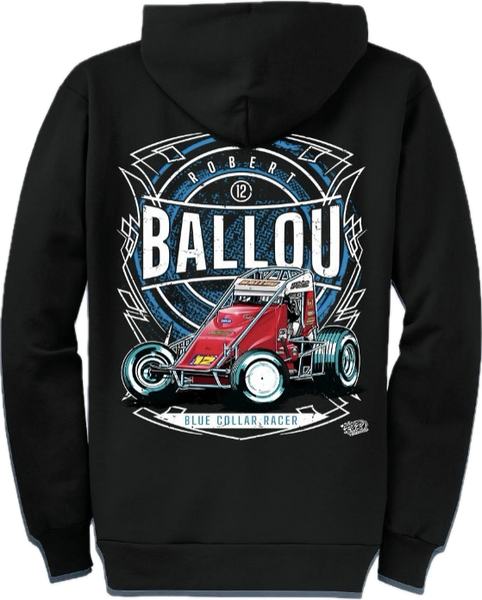 (Pre-Order) 2026 "Robert Ballou Blue Collar Racer" Zip-Up Hoodie - Jet Black