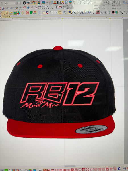 Black/Red RB 12 Flatbill Snapback